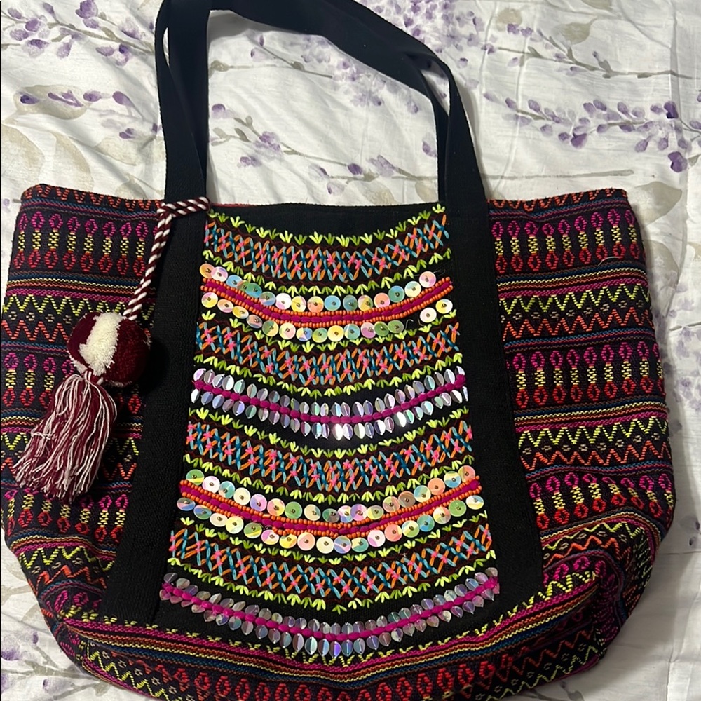 KATYDID Colorful Embroidered Tote Bag